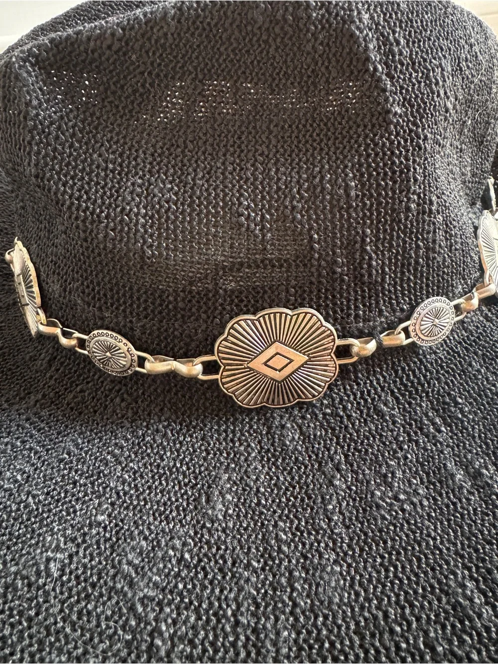 Black Cowboy Hat with Silver Concho Band